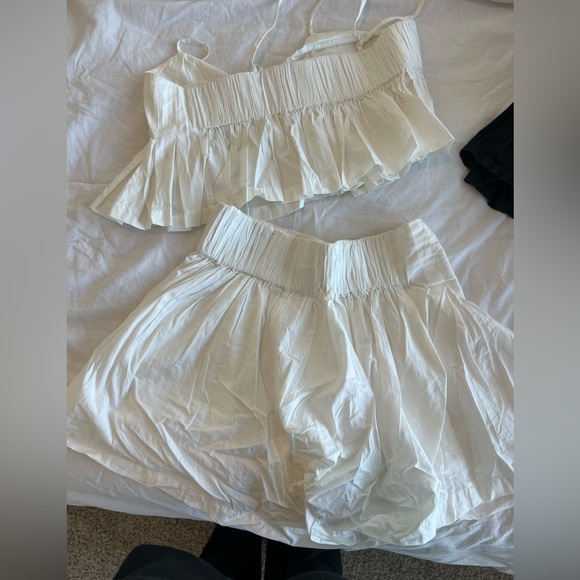 White Ruffled Two-Piece Set - Picture 2 of 4